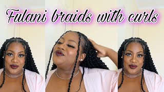 Summer Fulani Braids W. Curly Hair ||Half Feed In Braids Half Crochet Braids Ft Darling Senegal Loc