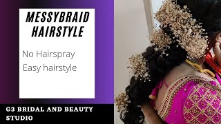 South Indian Hairstyle // Messy Hairstyle // Reception And Engagement Hairdo Without Using Hairspray