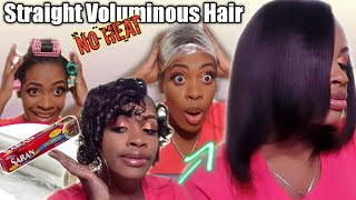Silk Wrap/Saran Wrap: How To Make Relaxed Hair Straight Without Heat| Get Salon Results At Home!!