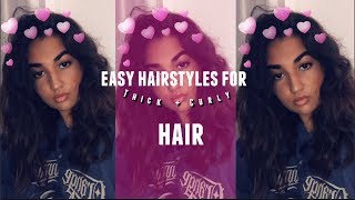 Easy Hairstyles For Thick, Curly & Wavy Hair !! // Girl Talk