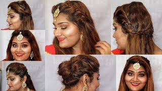 Diwali Easy 7  Hairstyle | Hairstyle For Tikka | Indian Wedding Guest Hairstyle
