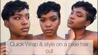 Quick Wrap And Style On A Pixie Cut #Pixiehaircut #Relaxedhair