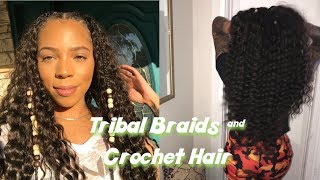 Easy Tribal Braids & Beads | Curly Crochet Hairstyle Tutorial | Dalva Ultima Hair