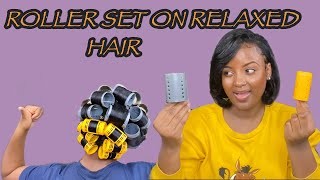 Roller Set Tutorial For Type 4 Relaxed Hair | No Flatiron, No Blowdryer