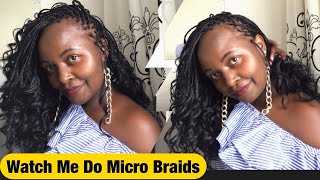 Watch Me Do Micro Curly Braids On My Natural Hair . #Microbraids