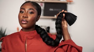 How To: Sleek Long Braided Ponytail (On Relaxed Hair) | Protective Style