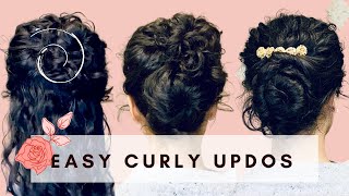 3 Easy Curly Updos | 5-Minute Work & Special Occasion Curly Hairstyles