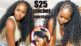 $25 Crochet Half Up Half Down Hairstyle | Freetressbraids Deep Twist 22"