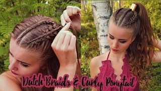 Braids & Curly Ponytail | Easy Hairstyles