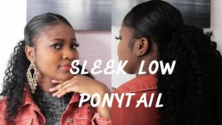 How To: Sleek Low Ponytail On Short Relaxed Hair | Heatless