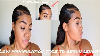 Get A Sleek Ponytail On Relaxed Hair To Last A Week! | Low Manipulation Style For Hair Growth |
