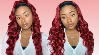 Affordable Human Hair Headband Wig In Red!!  | Unice Hair Headband Wigs