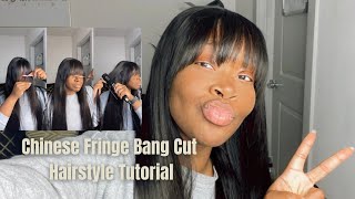 How To: Cut The Perfect Light Fringe Chinese Bangs In Closure Wig (Start To Finish) Ft. Ali Grace