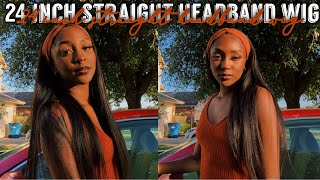The Best Straight Headband Wig Ever || 24 Inch Headband Wig Ft. Hairsmarket