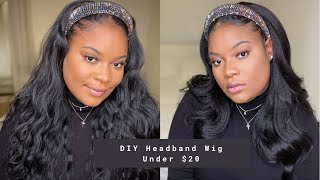 Diy Headband Wigs For Under $20 Ft. Sensationnel Half Wig Iwd 004 & Ft. Bobbi Boss Body Wave Wig