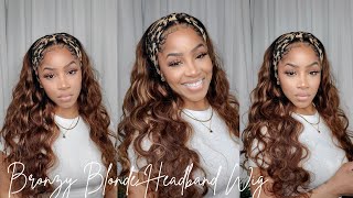 Obsessed  No Work Needed |Beautiful Bronzy Bodywave Blonde Headband Wig Ft.Beauty Forever