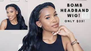 Natural Body Wave Headband Wig From Amazon | 10 Minute Hairstyle | Only $25!!