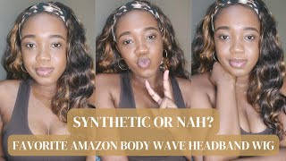 Favorite Amazon Synthetic Bodywave Headband Wig!