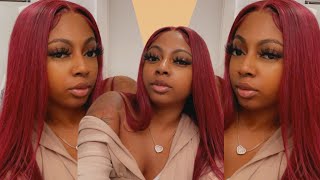 Red Lace Closure Wig Install 99J Ft Upretty Hair