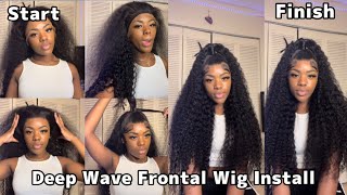 Start To Finish Half Up Half Down Deep Wave Lace Frontal Wig Install Tutorial | Ft. Alipearl Hair