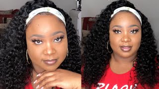 My First Headband Wig | Water Wave Human Hair Glueless None Lace Front 150% Density | Glow With D