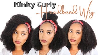 Afro Kinky Curly Headband Wig|| No Glue , No Lace || Papayahair