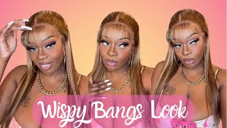 ‘Light & Airy’ Wispy Bangs On Honey Blonde Highlight Wig | Perfect For Spring  | Unice Hair Amazon