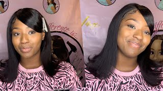 Hd Lace Bob Glueless Frontal Wig| 90’Svibes Deep Side Part Swoop Bang With Flips| Elfin Hair
