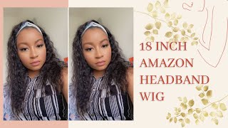 Amazon 18 Inch Brazilian Natural Wave Headband Wig || Aliglossy Hair