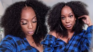Bomb Af!  Human Hair Kinky Curly Half Wig! No Leave Out  + Affordable | Julia Hair