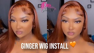Bomb Ginger 13X4 Transparent Frontal Install | Beauty Forever Hair
