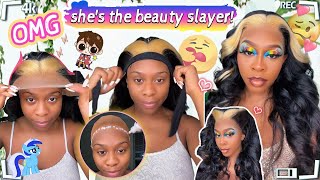 Custom Color Lace Wig Install | Blonde Skunk Stripes + Curls | #Ulahair Review