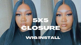 Bust Down Middle Part 5X5 Closure Wig Install Ft. Beauty Forever | Not Sponsored