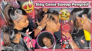 Extend Barbie Ponytail On Thick Natural Hair | Swoop Bangs Look Ft.#Ulahair Review