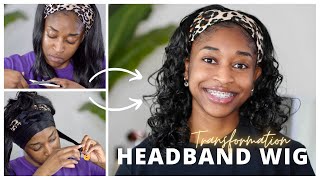 Synthetic Headband Wig Install | From Loose Body Wave To Curly!