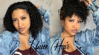 Affordable  1 Wig, 2 Looks!! Curly Bang Headband Wig Ft. Unice Hair