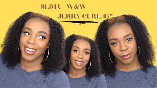 Awesome Slim U-Part 100% Brazilian Virgin Remy Hair Wig - Slim U W&W Jerry Curl 16 --/Wigtypes.Com