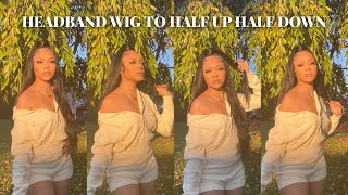 I Turned A Headband Wig Into A Half Up Half Down Style | Unice Hair