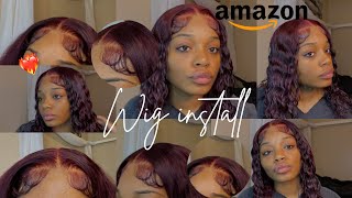 Amazon Deep Wave Closure Wig Install 99J Caitlyn Hair| #Closure #Amazonwig  #Affordablewigs#Amazon