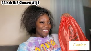 Best Hd 5X5 Lace Closure Wig Review | 34Inch  250% Density Wig  Unboxing | Ossilee Hair Aliexpress