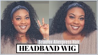 The Best Headband Wig! | Beaufox Hair Deep Curly Headband Wig Review + Cute Styles | Ashley Clarke