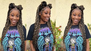 Amazing Loose Deep Human Hair Lace Front Wig With Highlights Blonde Review & Installed Ft Megalook