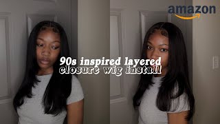 Affordable Closure Wig Installation From Domiso Hair On Amazon With 90’S Inspired Layers