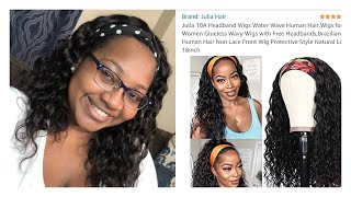 Julia Hair Water Wave Headband Wig Review By Amazon18 Inch Brazilian Human Hair