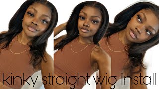 Natural Kinky Straight Glueless Wig Install | Best Everyday Wig Ft Klaiyi Hair