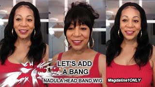 Human Hair Headband Wig With Added Bangs Nadula