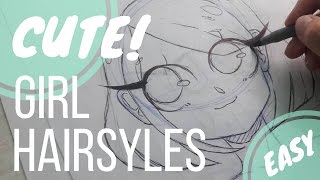 How To Draw Cute Female Hairstyles - Easy