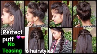 1 Min Perfect Puff & 6 Quick Easy Hairstyles For Medium To Long Hair For Diwali//Indian Hairstyles