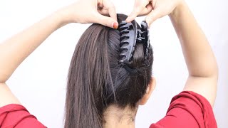 Stylish Clutcher Juda Bun Hairstyle For Everyday !! Clutcher Hairstyles For Long Hair Girls