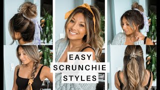 7 Easy + Cute Scrunchie Hairstyles | Hair Tutorial